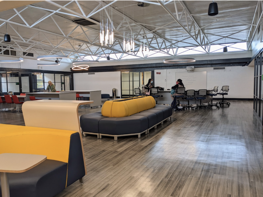 Baldwins high school library is transformed into a collaborative working space. 